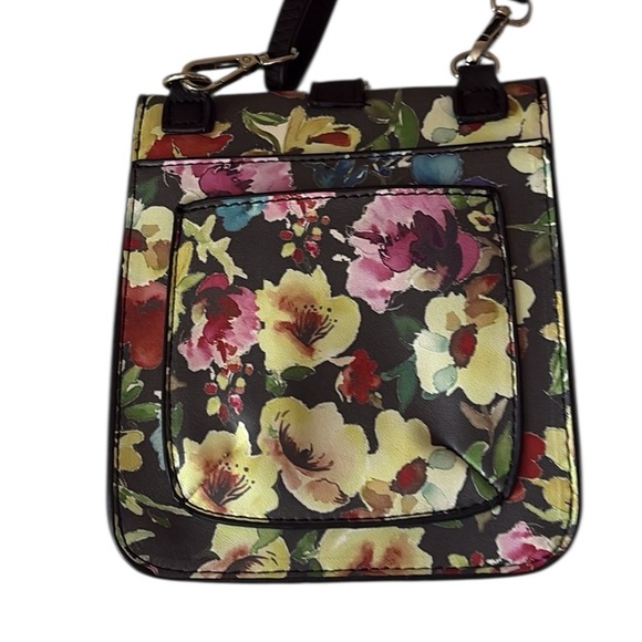 Carlos Santana Floral Crossbody, Black with pink/white, 7x6, sliver loop handle - Picture 3 of 10